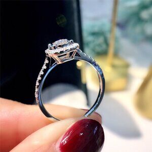 🎁Classic Pure 14K White Gold CZ Square Thin Beautiful Wedding Gift Ring, K961